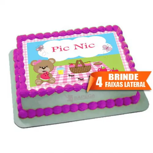 Papel arroz Pic Nic Ursinho + Brinde Faixas Laterais