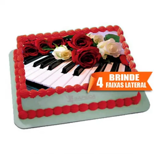 Papel arroz Piano Musical + Brinde Faixas Laterais