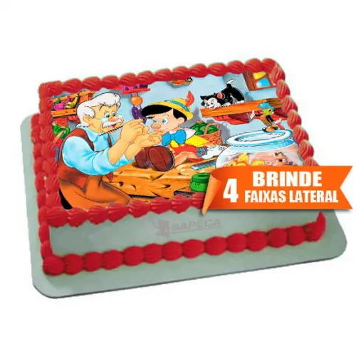 Papel arroz Pinoquio para Bolo + Brinde Faixas Laterais