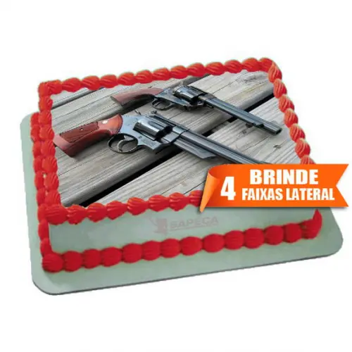 Papel arroz Revolver Armas + Brinde Faixas Laterais