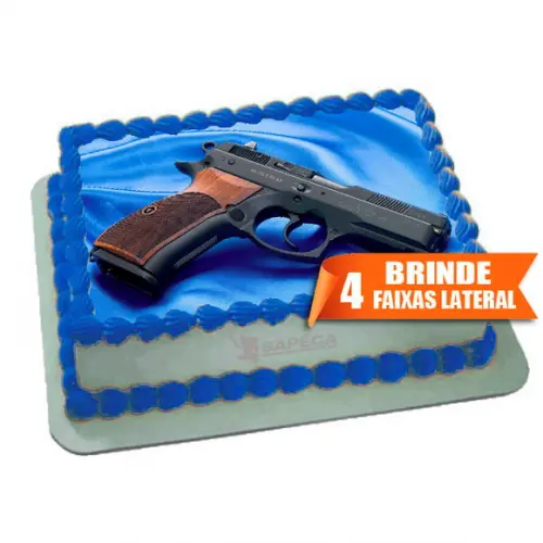 Papel arroz Revolver Armas de Fogo + Brinde Faixas Laterais