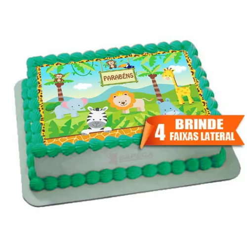 Papel Arroz Safari Bichinhos na Selva + Brinde Faixas 30x40