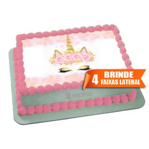 Papel arroz Unicornio para Bolo + Brinde Faixas Laterais