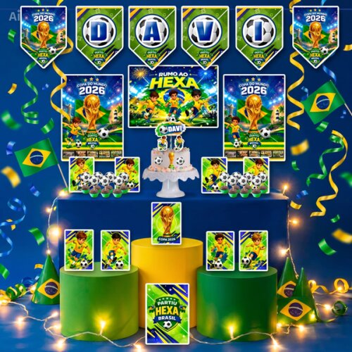 Festa Copa 2026 Futebol Brasil Rumo ao Hexa Kit Festa em Casa Dec