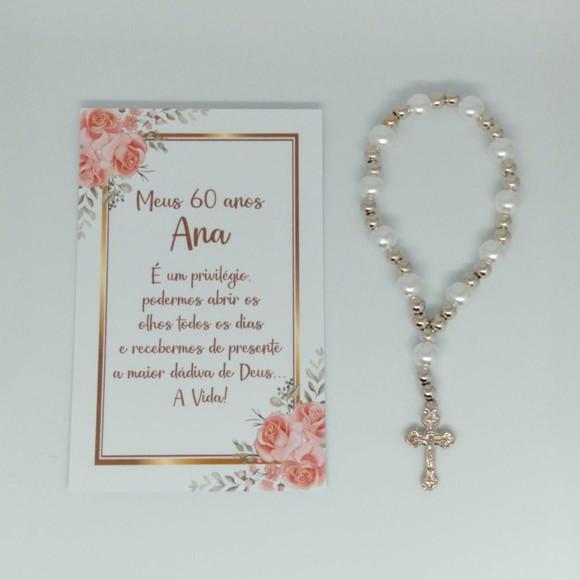 Cartão com Mini Terço Personalizado Aniversário