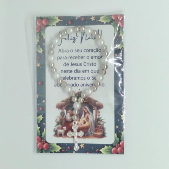 Cartão com Mini Terço Natal