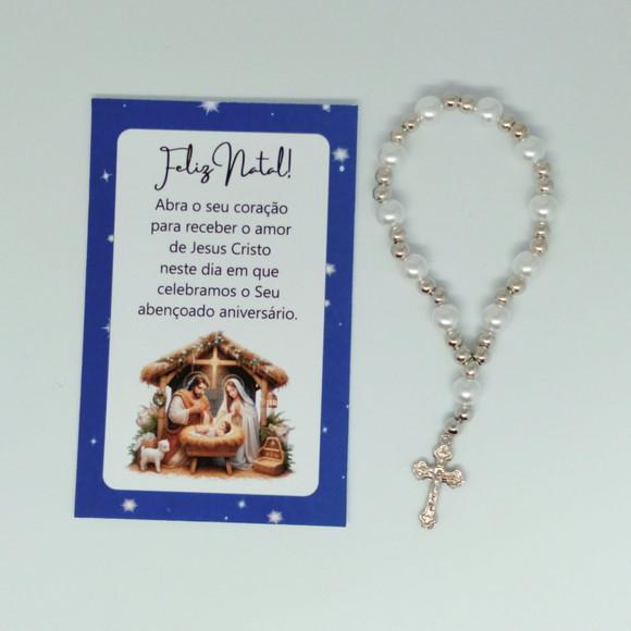 Cartão com Mini Terço Personalizado Natal