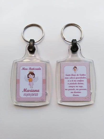 Chaveiro de Acrílico Personalizado Batizado Menina