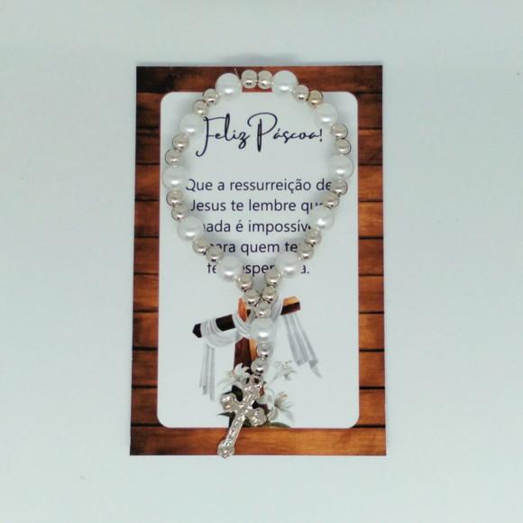 Cartão com Mini Terço Personalizado Páscoa