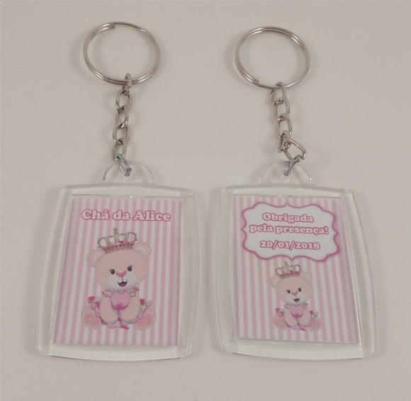 Chaveiro de Acrílico Personalizado Chá de Bebê Menina