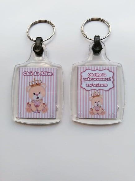 Chaveiro de Acrílico Personalizado Chá de Bebê Menina