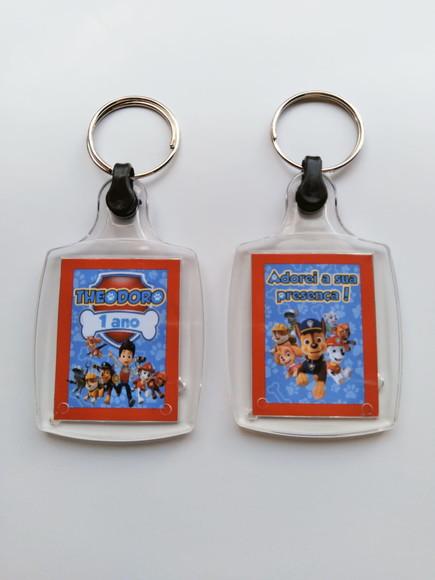 Chaveiro de Acrílico Personalizado Festa Patrulha Canina