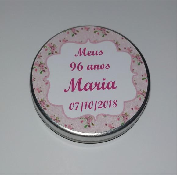 Kit 60 Latinhas com Mini Terço Aniversário 90 Anos