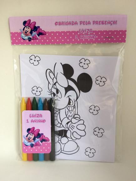 Kit Colorir Personalizado Minnie Rosa