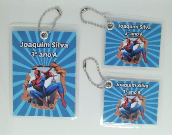 Kit com 3 Unidades Tag de Identificação Escolar Homem Aranha