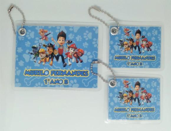 Kit com 3 Unid Tag de Identificação Escolar Patrulha Canina