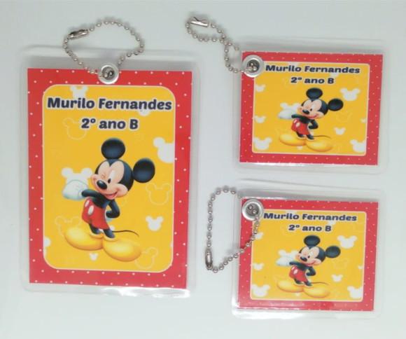 Kit com 3 Unidades Tag de Identificação Escolar Mickey