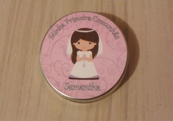 Latinha c/ Mini Terço 1ª Comunhão Menina