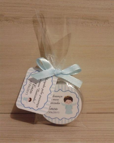 Latinha com Mini Terço - Batizado Menino