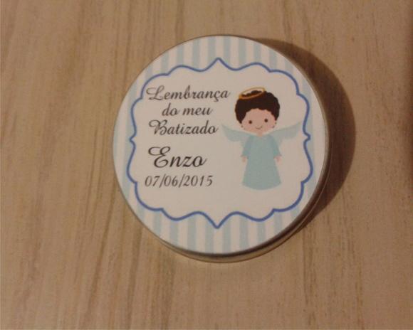 Latinha com Mini Terço - Batizado Menino