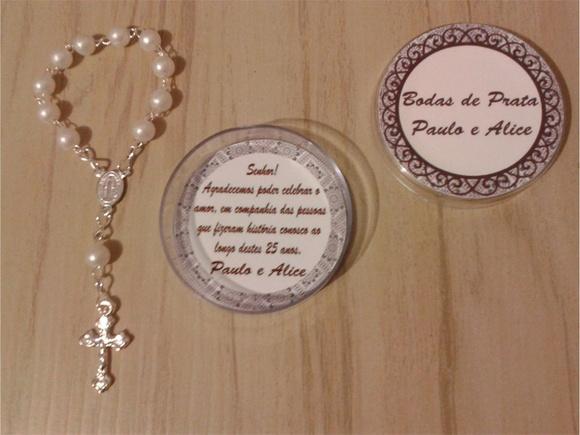 Latinha com Mini Terço - Bodas de Prata