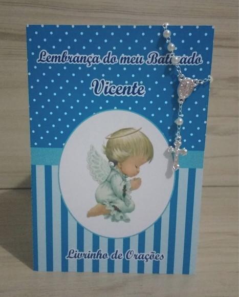 Lembrancinha Batizado - Livrinho de Orações com Mini Terço