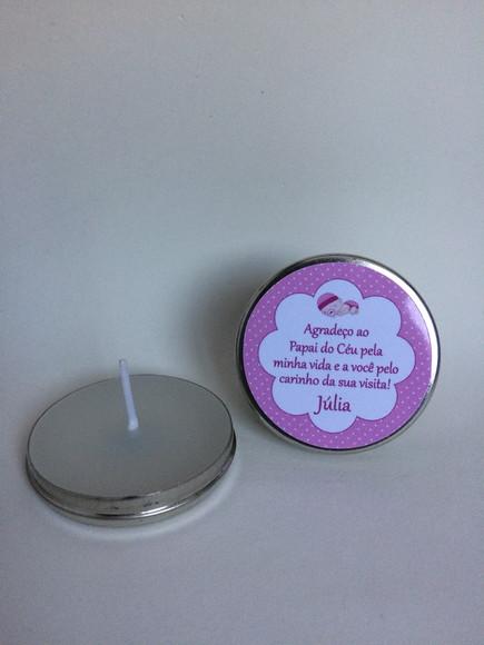 Lembrancinha Latinha com Vela Nascimento Menina