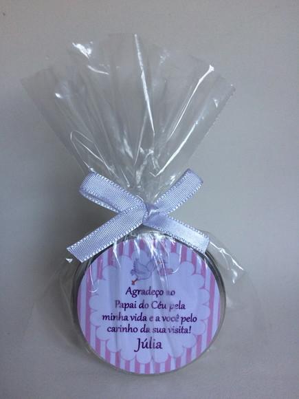 Lembrancinha Latinha com Vela Nascimento Menina