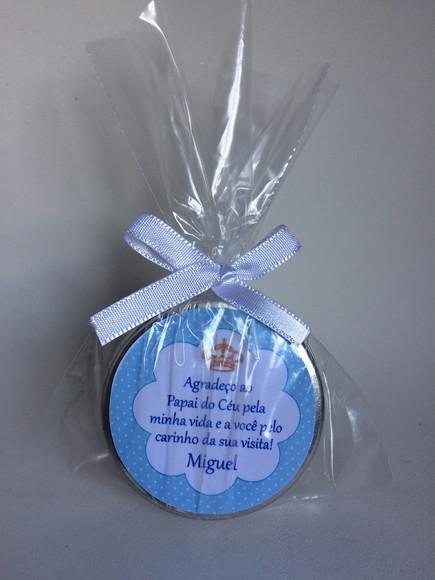 Lembrancinha Latinha com Vela Nascimento Menino