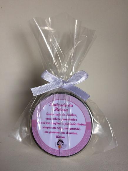 Lembrancinha Latinha com Vela Personalizada Batizado Menina