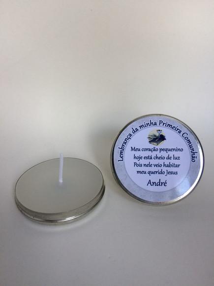 Lembrancinha Latinha com Vela Primeira Comunhão