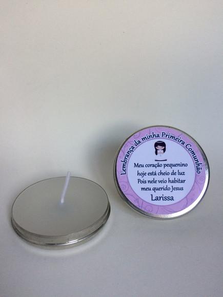 Lembrancinha Latinha com Vela Primeira Comunhão