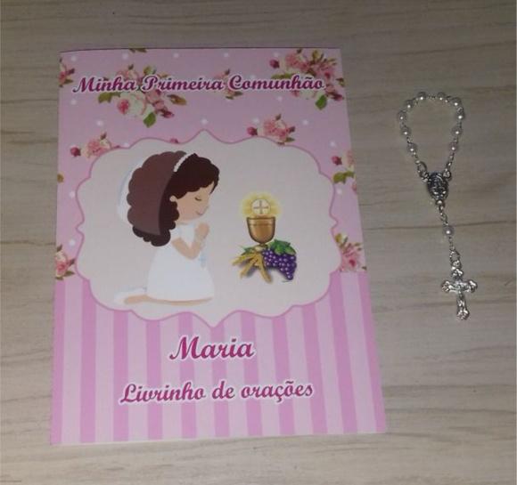 Livrinho de Orações + Latinha com Mini Terço 1ª Comunhão