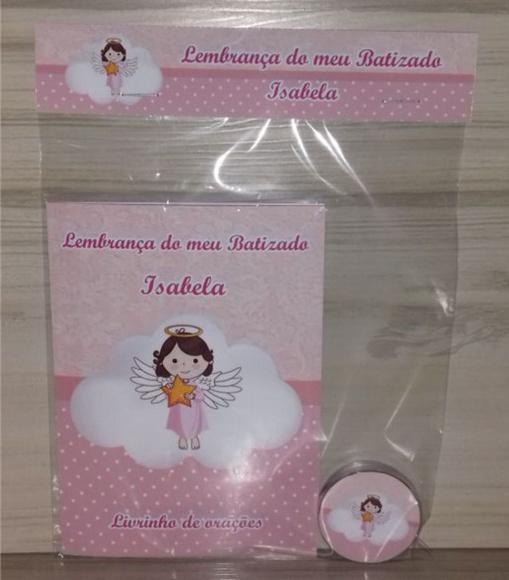 Livrinho de Orações + Latinha com Mini Terço Batizado Menina