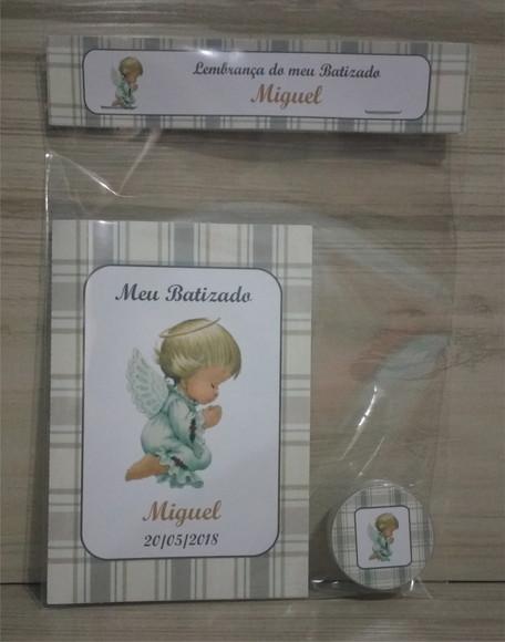 Livrinho de Orações + Latinha com Mini Terço Batizado Menino