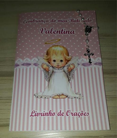 Livrinho de Orações com Mini Terço Batizado Menina