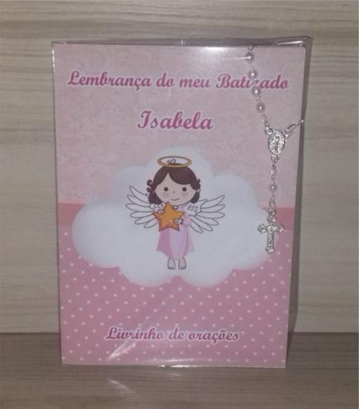 Livrinho de Orações com Mini Terço Batizado Menina