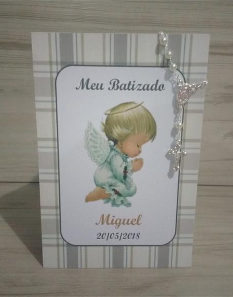 Livrinho de Orações com Mini Terço Batizado Menino
