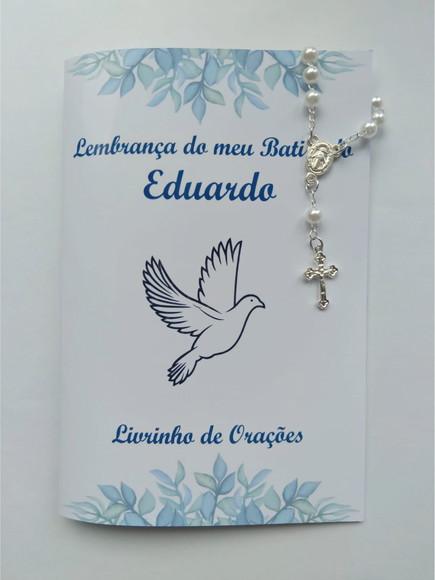 Livrinho de Orações com Mini Terço Personalizado Batizado