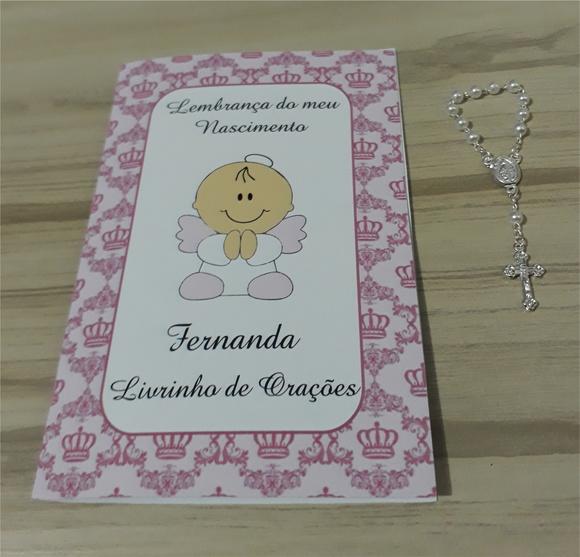 Livrinho de Orações com Mini Terço Nascimento Menina