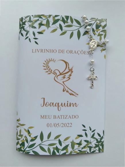 Livrinho de Orações com Mini Terço Personalizado Batizado