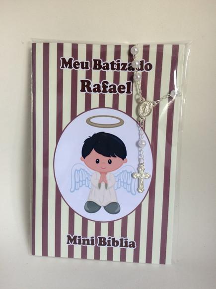Mini Bíblia com Mini Terço Batizado Menino
