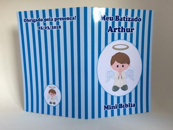 Mini Bíblia com Mini Terço Batizado Menino