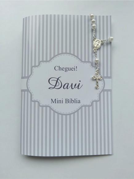 Mini Bíblia com Mini Terço Personalizada Nascimento
