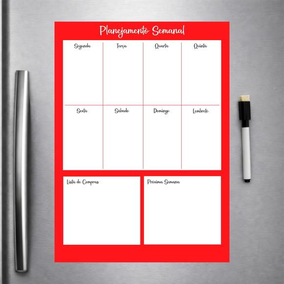 Planner Magnético Semanal para Geladeira com Caneta