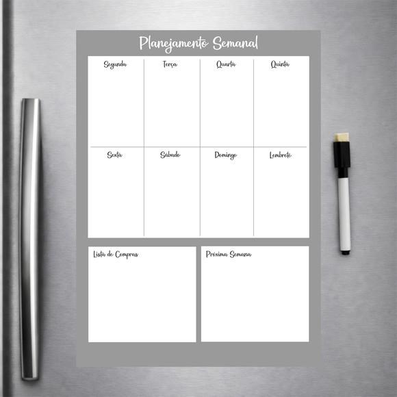 Planner Magnético Semanal para Geladeira com Caneta