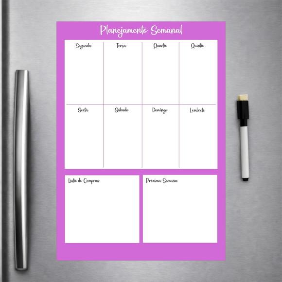 Planner Magnético Semanal para Geladeira com Caneta