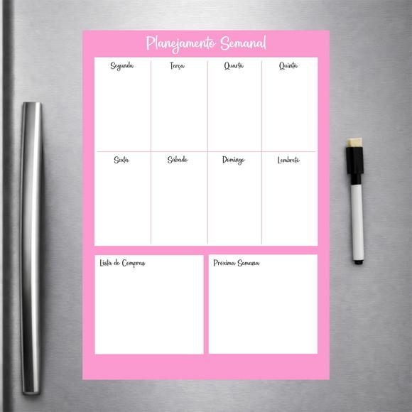 Planner Magnético Semanal para Geladeira com Caneta