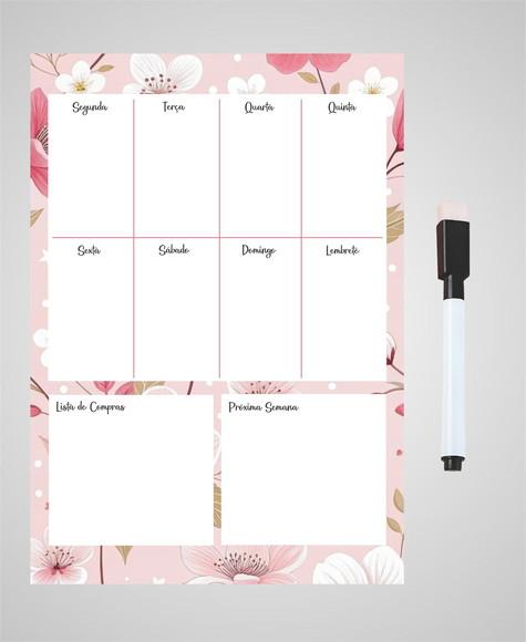 Planner Magnético Semanal para Geladeira com Caneta