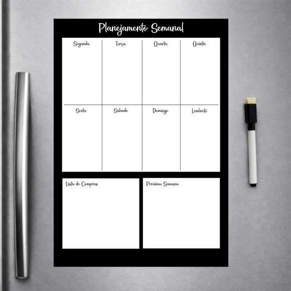 Planner Magnético Semanal para Geladeira com Caneta